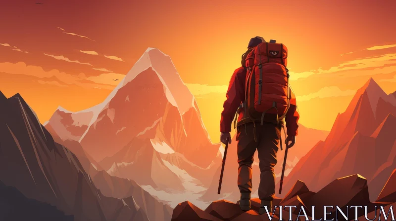 AI ART Mountain Climber Digital Painting