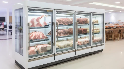 Supermarket Meat Display Case - Fresh Beef, Pork, Chicken