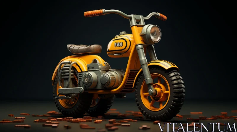 Vintage Yellow Motorbike on Dark Surface AI Image