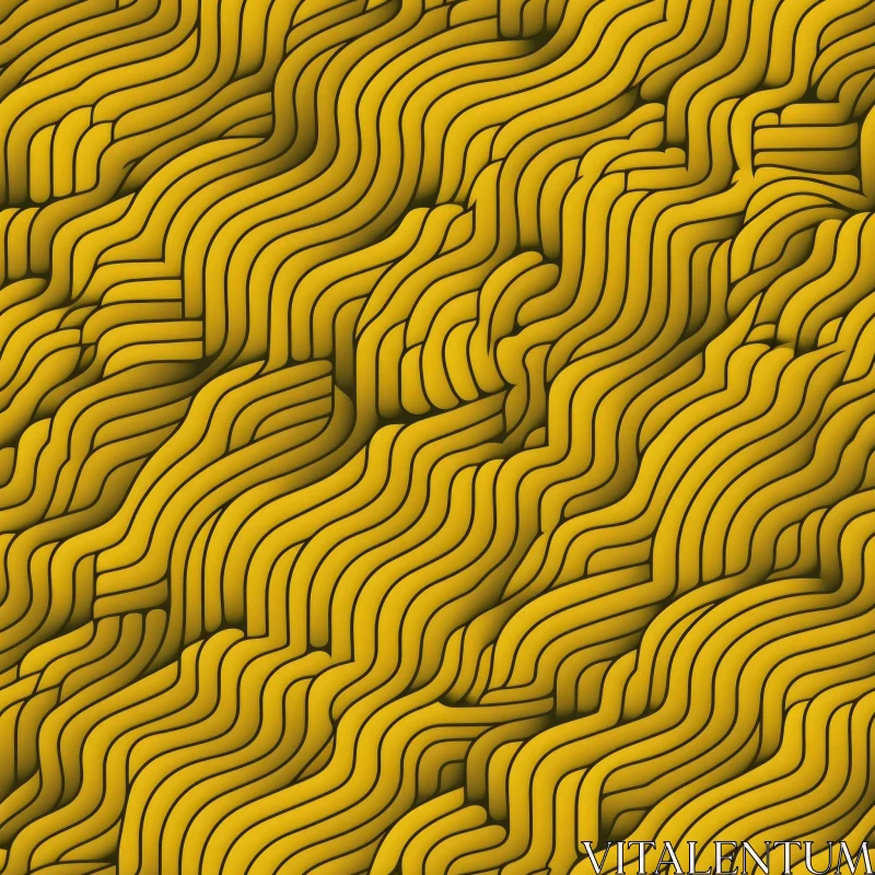 Yellow and Gold Waves Seamless Pattern AI Image