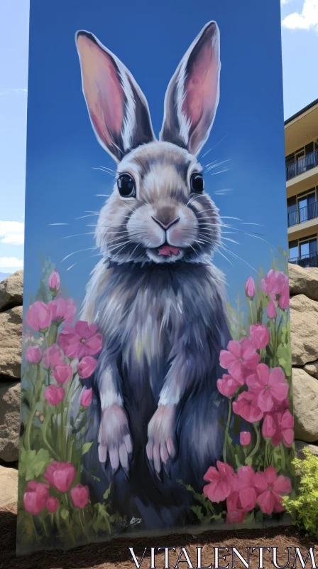 'Dear Bunny' - A Captivating Mural Showcasing Nature's Playfulness AI Image