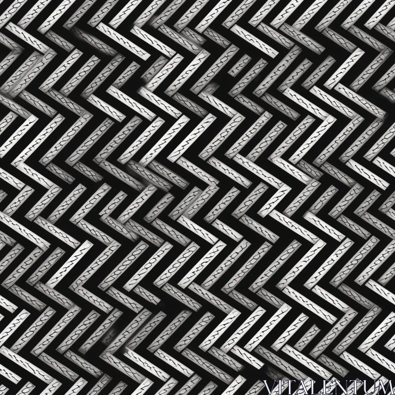 AI ART Herringbone Black and White Pattern