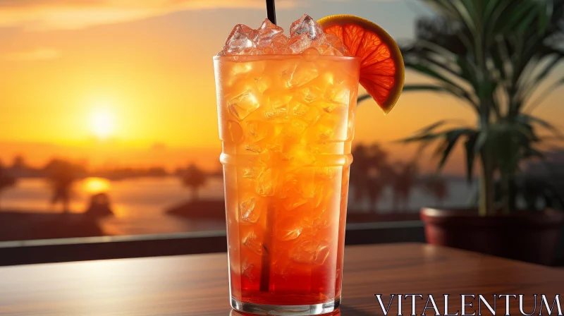Soothing Cocktail - Sunset Ocean Vibes AI Image