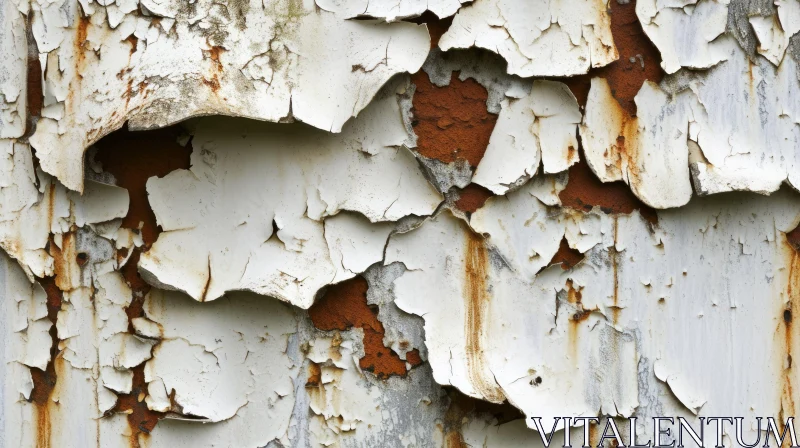 Worn White Painted Metal Surface with Cracked and Peeling Paint AI Image