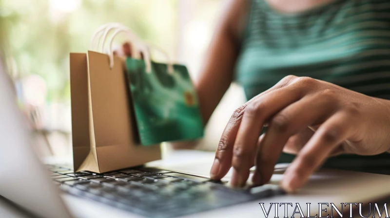 Young Woman Engrossed in Online Shopping | Laptop and Credit Card AI Image