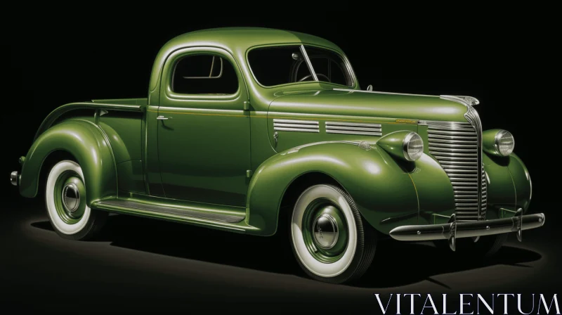 Art Deco Green Pickup Truck - Elegance and Bold Colors AI Image