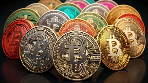 Bitcoin Crypto Currency Coins Close-up