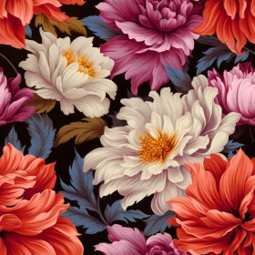 Dark Floral Pattern with Colorful Flowers