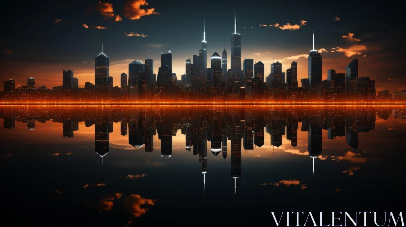 Dark Moody Cityscape with Reflections AI Image