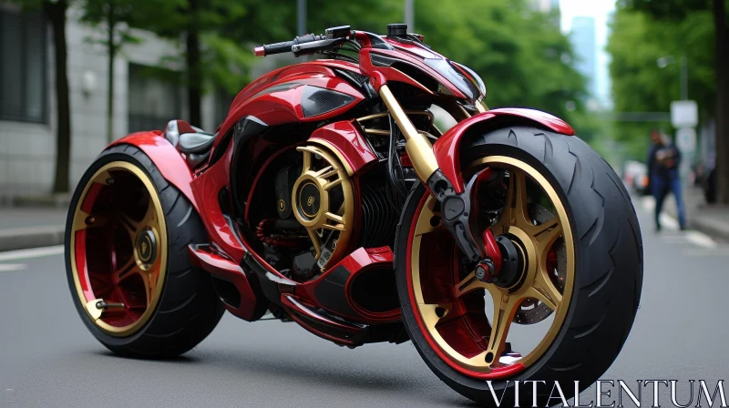 Futuristic Red and Black Motorcycle with Advanced Features AI Image