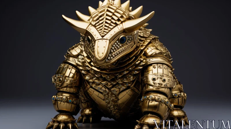 Golden Armored Lizard - A Testament to Exquisite Craftsmanship AI Image
