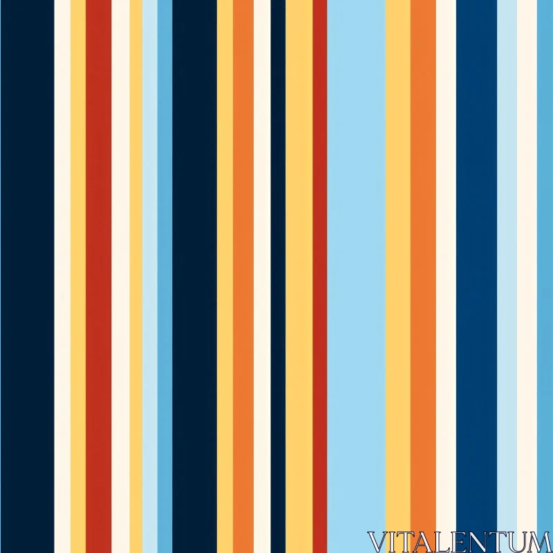 Hand-Drawn Vertical Stripes Pattern in Blue, Orange, Yellow AI Image