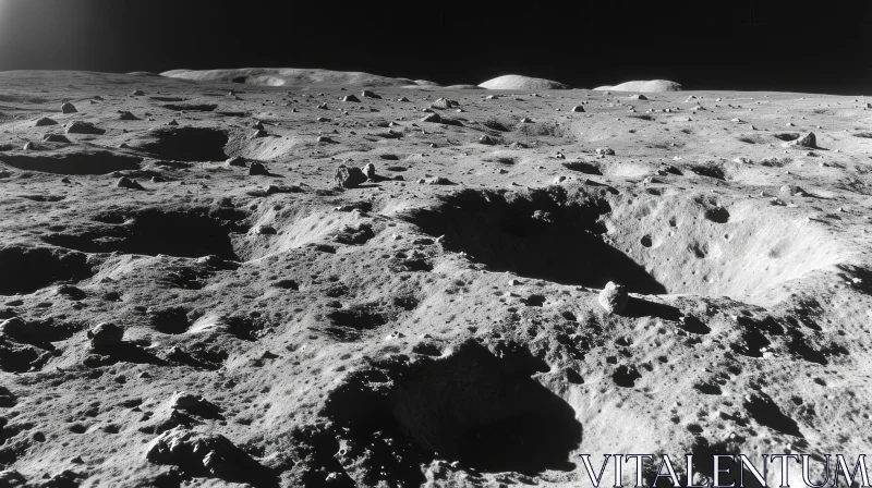 Realistic View of Lunar Surface with Craters and Boulders AI Image