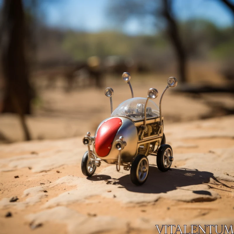 Solarpunk-Inspired Toy Car in a Desert Landscape AI Image