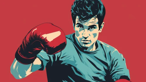 Young Male Boxer Portrait - Motivational Fight Stance