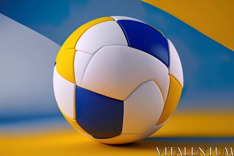 AI ART Blue and Yellow Soccer Ball on Sunny Blue Background - Innovative Techniques