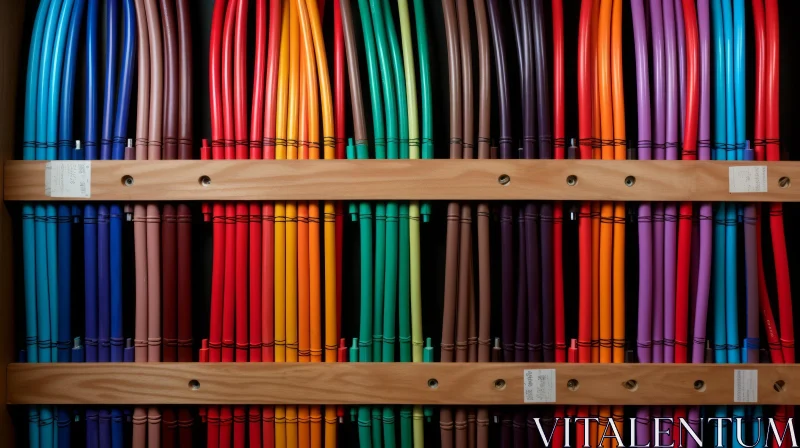 Colorful Electrical Cables Wall - Technology Image AI Image
