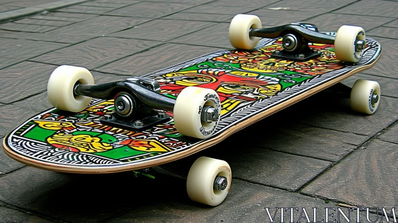 Colorful Skateboard on Ground | Abstract Art AI Image