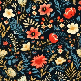 Dark Blue Floral Pattern - Seamless Design for Fabric & Wallpaper