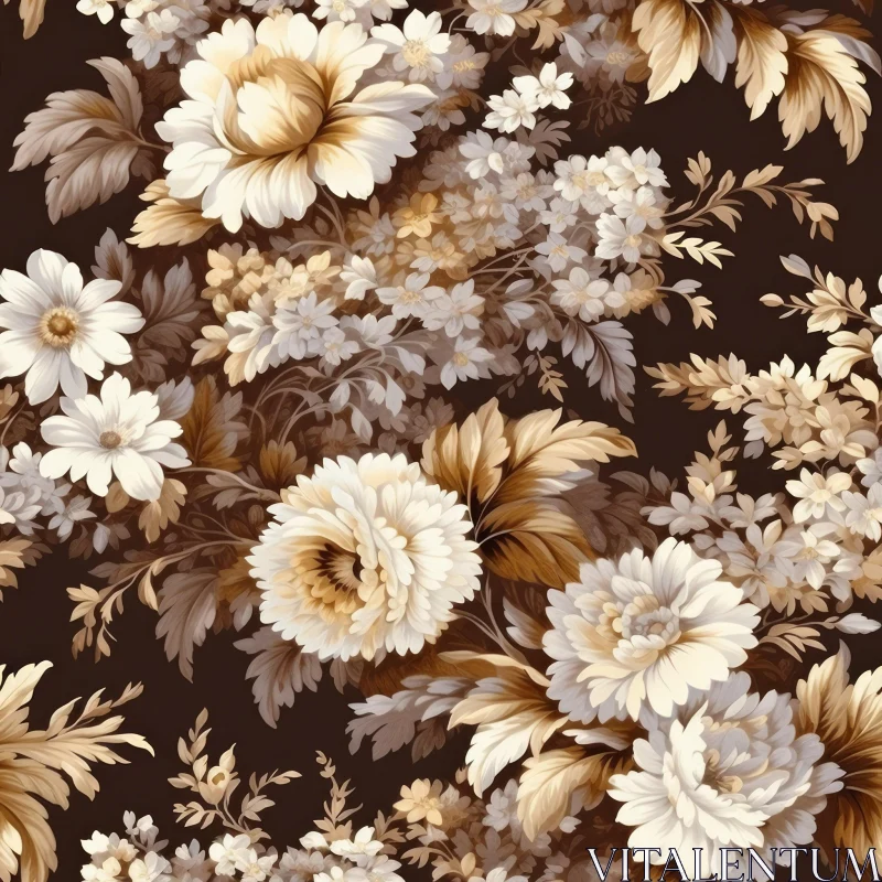 AI ART Dark Brown Floral Pattern - Home Decor & Fabric Design