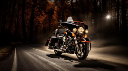 Dark Forest Harley-Davidson Motorcycle Scene