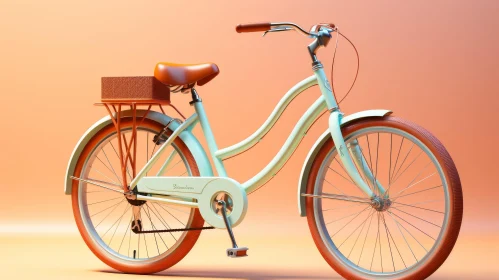 Mint Green Bicycle on Orange Background