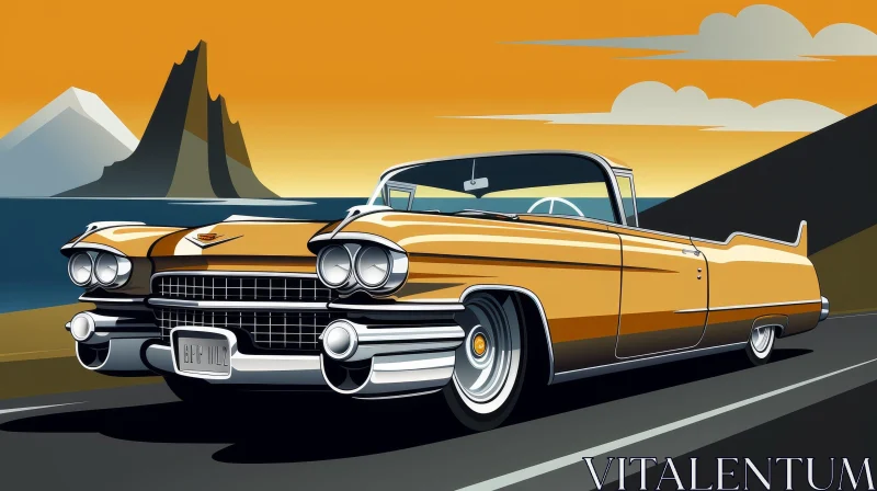 1950s Cadillac Eldorado Convertible on Coastal Highway AI Image