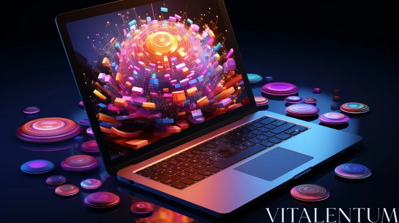 Bright Abstract 3D Laptop Illustration AI Image
