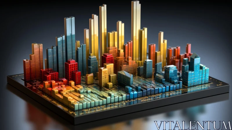 AI ART Colorful 3D Cityscape Data Visualization