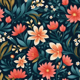 Dark Blue Floral Pattern with Vintage Feel