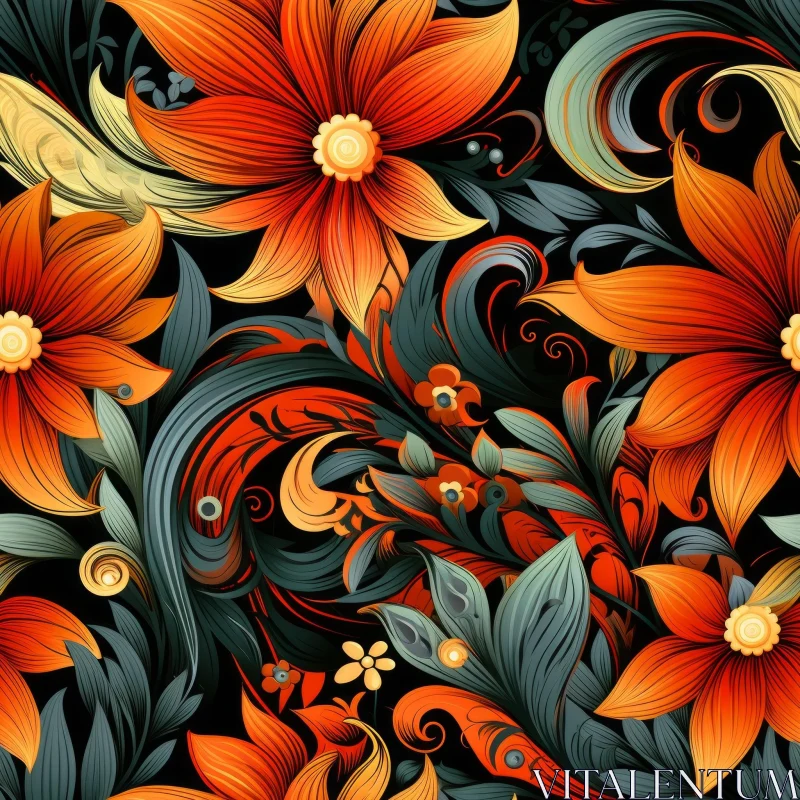 Dark Floral Seamless Pattern for Home Decor AI Image