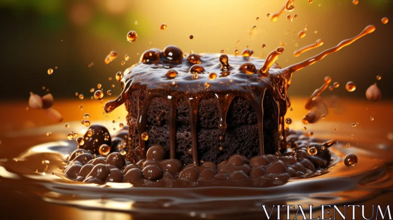 AI ART Decadent Chocolate Cake with Ganache - Sweet Delight