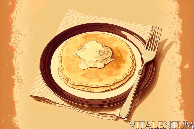 Delicious Pancakes with Chocolate Syrup and Butter AI Image