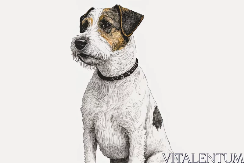 Detailed Jack Russell Terrier Illustration with Ink and Color AI Image