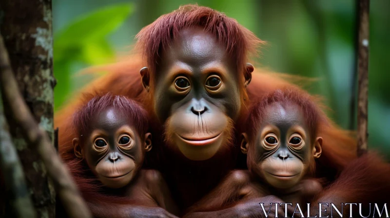 AI ART Orangutan Family Portrait in Natural Habitat