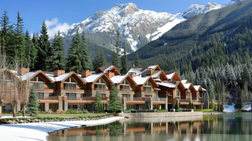 Serene Mountain Resort: Winter Escape Amidst Snow-Capped Peaks