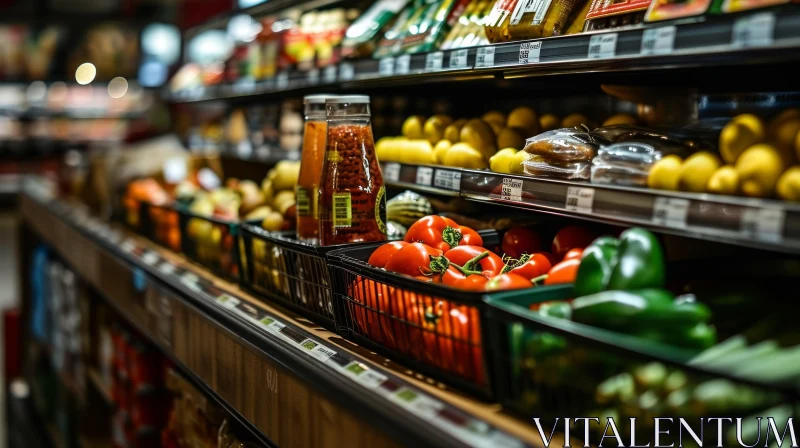 Vibrant Grocery Store Produce Section - Fresh Fruits and Vegetables AI Image