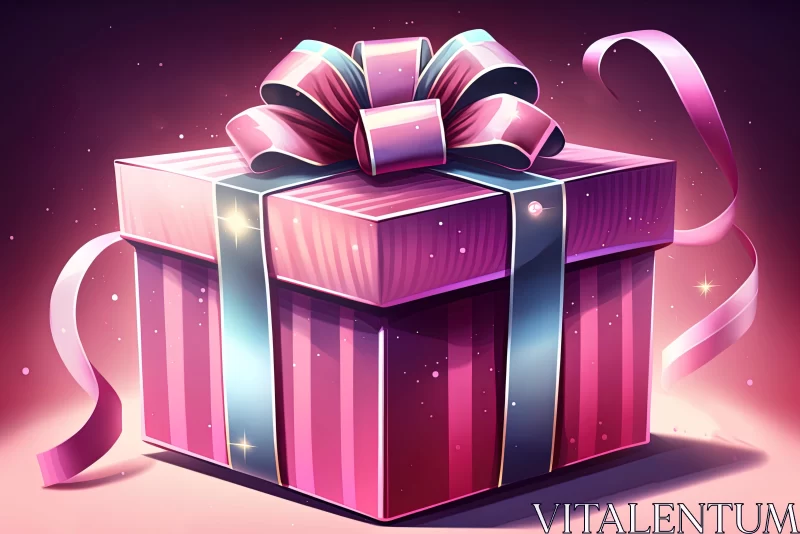 Breathtaking Pink Gift Box with Ribbon - Detailed Fantasy Art AI Image