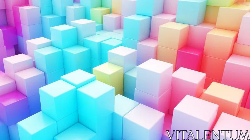 Colorful Cubes: Abstract 3D Rendering AI Image