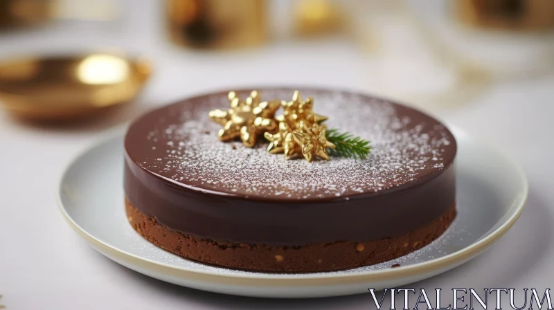 AI ART Delicious Chocolate Cake with Golden Decorations