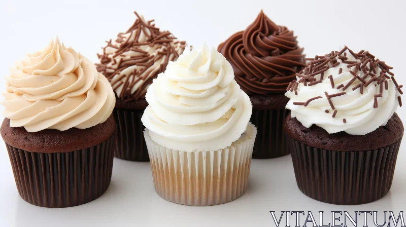 Delicious Chocolate Cupcakes on White Background AI Image