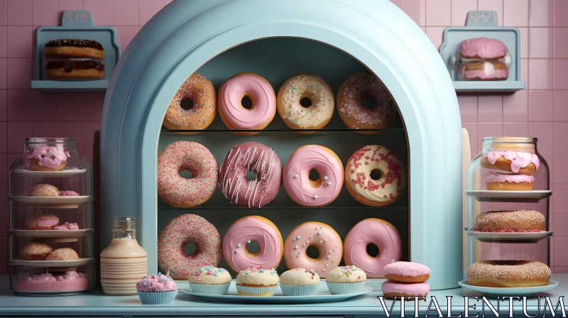 Delicious Doughnuts and Cupcakes Display AI Image