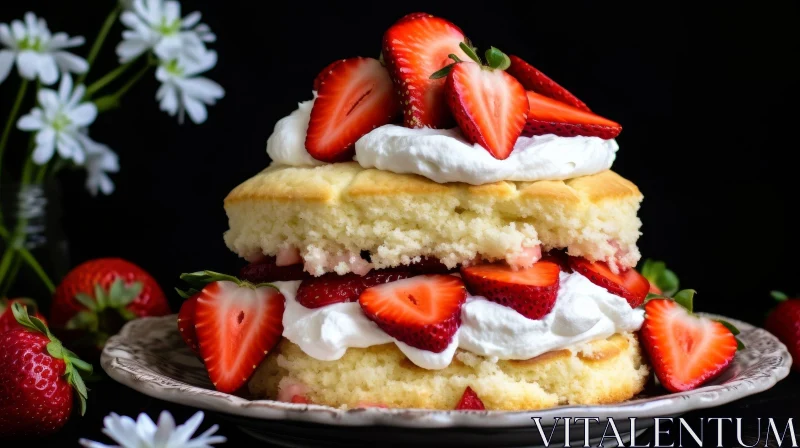 Delicious Strawberry Shortcake Close-up AI Image