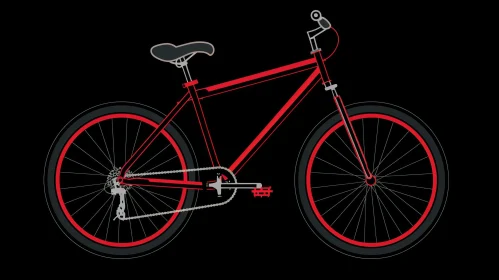 Red Bicycle Drawing on Black Background