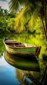 Tranquil Boat on Lake - Serene Nature Photography