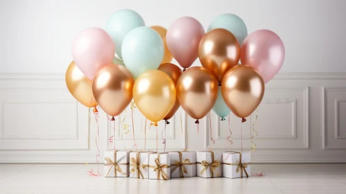 White Room with Balloons and Gifts