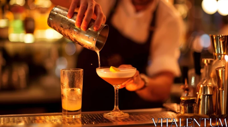 AI ART Bartender Pouring Cocktail | Bar Counter Scene