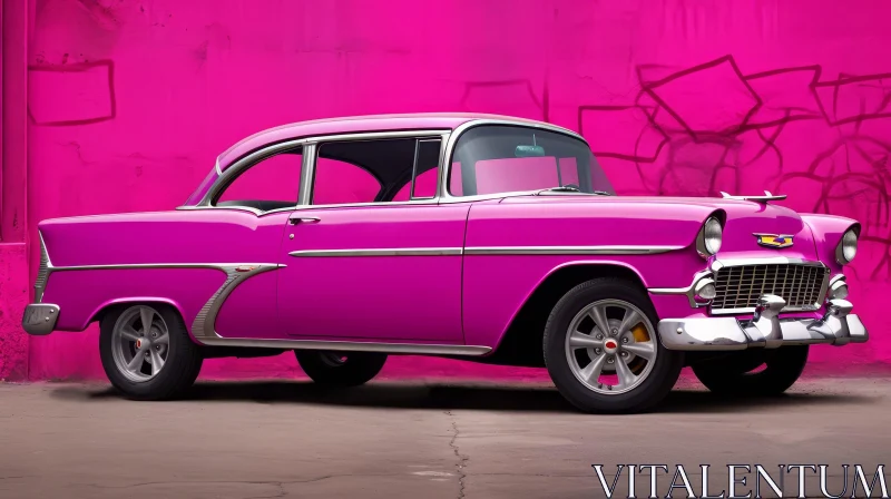 AI ART Classic 1950s Chevrolet Bel Air Car in Bright Pink