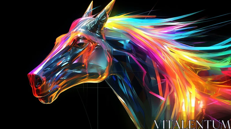 Colorful 3D Horse Head Rendering AI Image