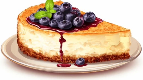 Delicious Cheesecake with Blueberries and Mint